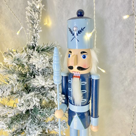Schiaccianoci 6107113 soldato in legno color Celeste da 55 cm con decorazioni