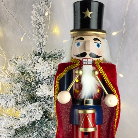 Schiaccianoci 6107140 Soldato In Legno Rosso Da 36 Cm Con Decorazioni E Tamburo