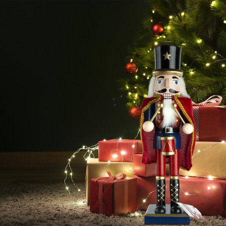 Schiaccianoci 6107140 Soldato In Legno Rosso Da 36 Cm Con Decorazioni E Tamburo