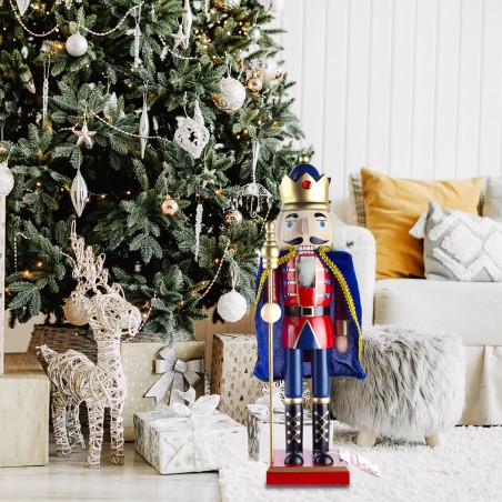 Schiaccianoci 6107140 Soldato In Legno Da 36 Cm Con Mantello E Scettro