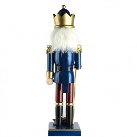 Schiaccianoci 6107089 Soldato In Legno Blu Da 36 Cm Con Corona E Scettro