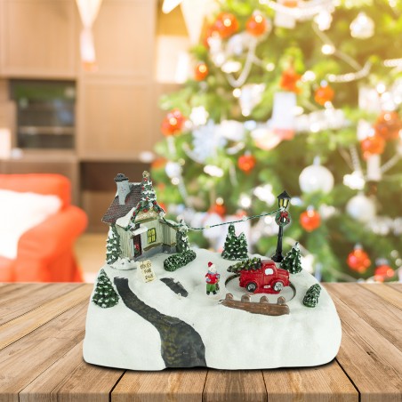 Giostrina e scenario natalizio 361002 con negozio luci musica e movimento natale