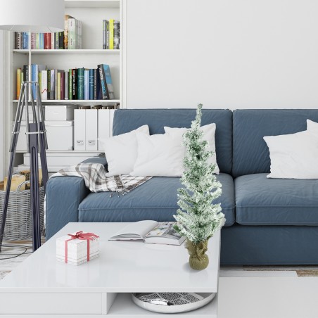 Albero Di Natale innevato 90H Cm 309021 Con base in juta Abete Artificiale