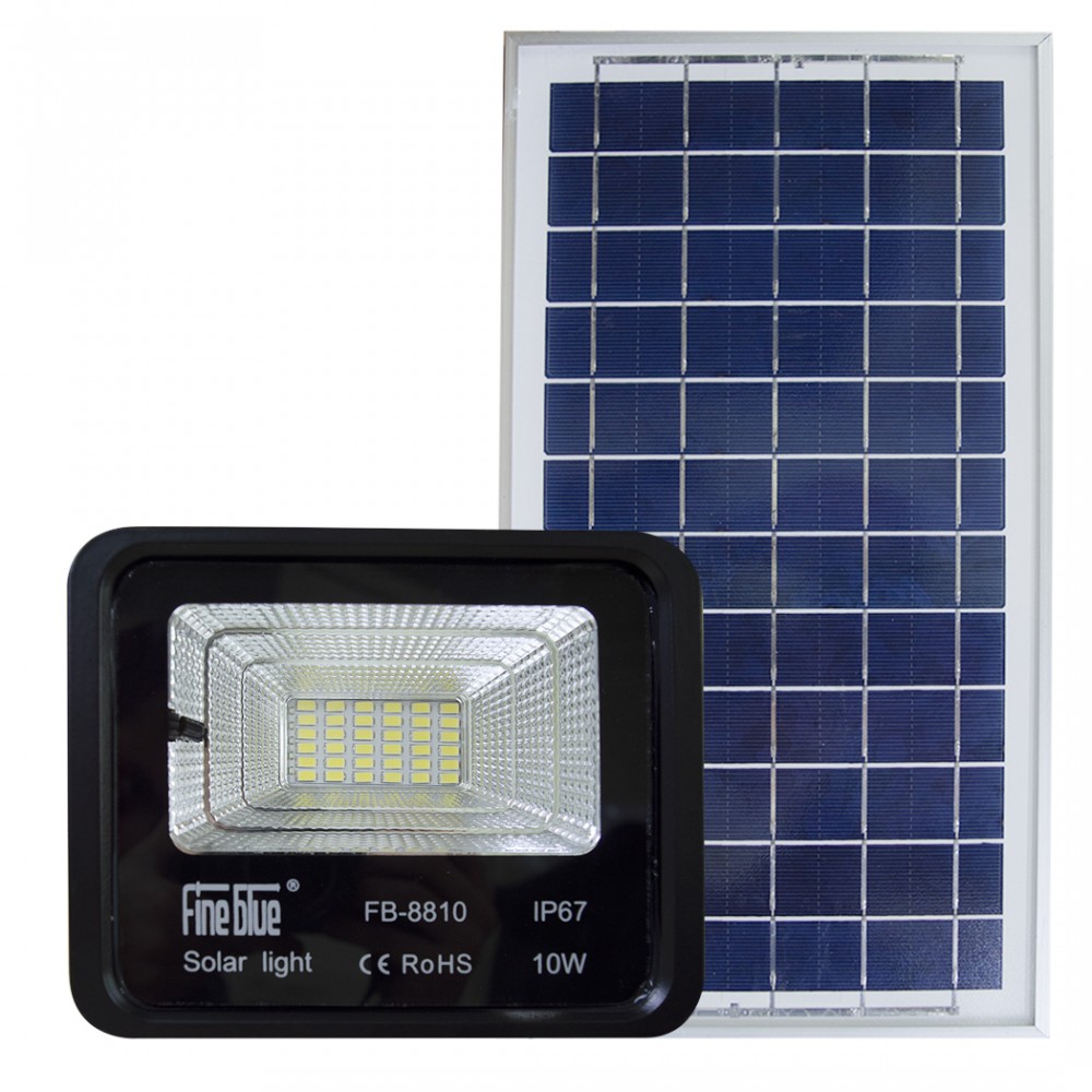 Image of Faro led con ricarica solare 10W impermeabile IP67 FB-8810 6500K luce fredda
