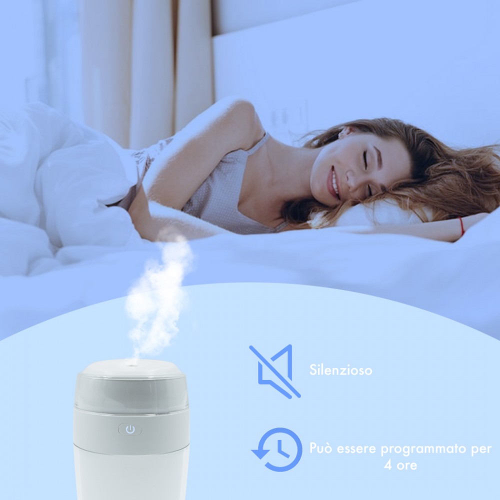 Mini Umidificatore 80x80x152 mm ricarica USB e...
