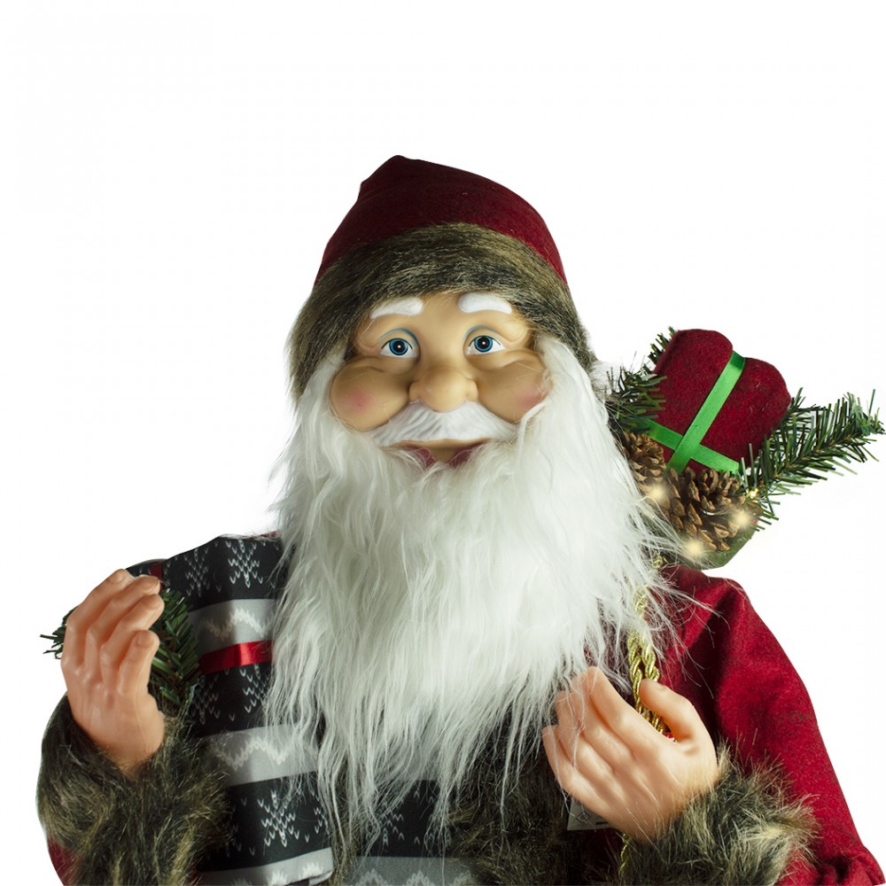 40H con Minilucciole 144226 Oggettistica Addobbo Natalizio Babbo Natale con Vestito Grigio e Argento Tradizione Ornamento Decorazione di Natale Mediawave Store 