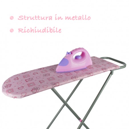 Gioca e Stira asse da stiro rosa 100742 richiudibile con struttura in metallo
