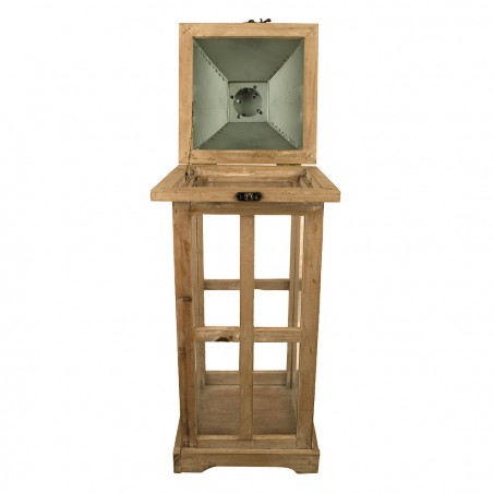 Set 3 pz Lanterne BRONZO 335011 porta candele 50' 83' 125' cm in legno e vetro