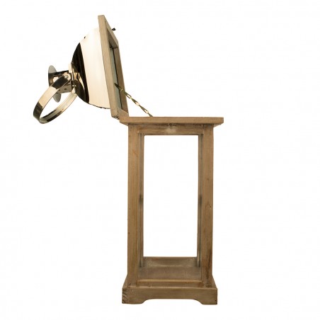 Set 3 pz Lanterne BRONZO 335011 porta candele 50' 83' 125' cm in legno e vetro