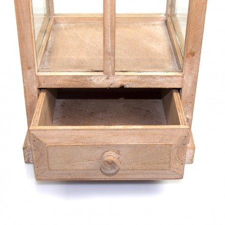 Set 3 pz Lanterne BRONZO 335011 porta candele 50' 83' 125' cm in legno e vetro