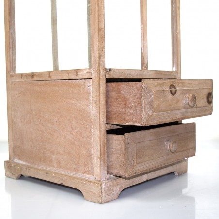 Set 3 pz Lanterne BRONZO 335011 porta candele 50' 83' 125' cm in legno e vetro