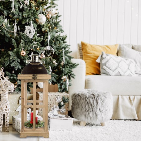 Set 3 pz Lanterne BRONZO 335011 porta candele 50' 83' 125' cm in legno e vetro