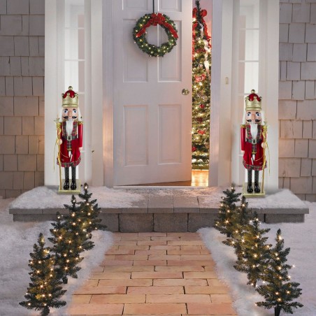 Schiaccianoci soldatino in legno 392003 da 80 cm con scettro e glitter