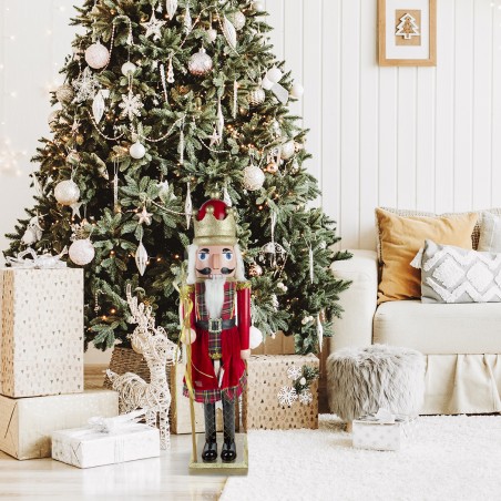 Schiaccianoci soldatino in legno 392003 da 80 cm con scettro e glitter