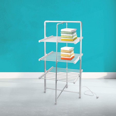 Stendibiancheria elettrico pieghevole stendino a torre 3 piani 300W 73x68XH143cm