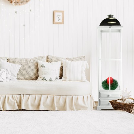 Set 3 Pz Maxi Lanterne BIANCO 335010 porta candele 50' 83' 126'cm in legno vetro