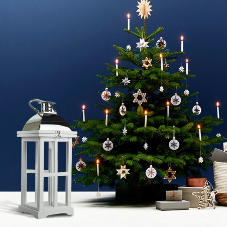 Set 3 Pz Maxi Lanterne BIANCO 335010 porta candele 50' 83' 126'cm in legno vetro