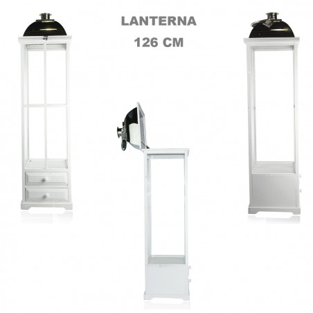 Set 3 Pz Maxi Lanterne BIANCO 335010 porta candele 50' 83' 126'cm in legno vetro
