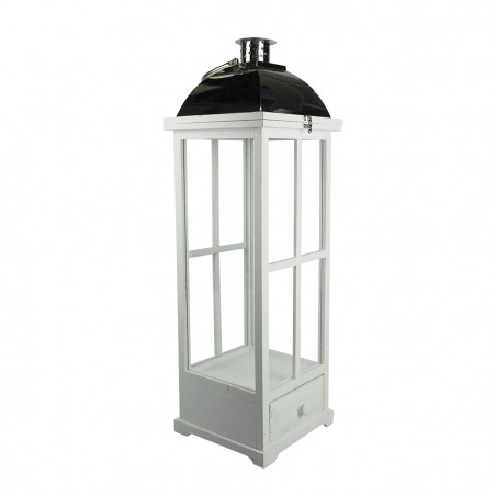 Set 3 Pz Maxi Lanterne BIANCO 335010 porta candele 50' 83' 126'cm in legno vetro