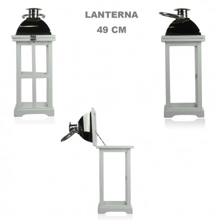 Set 3 Pz Maxi Lanterne BIANCO 335010 porta candele 50' 83' 126'cm in legno vetro