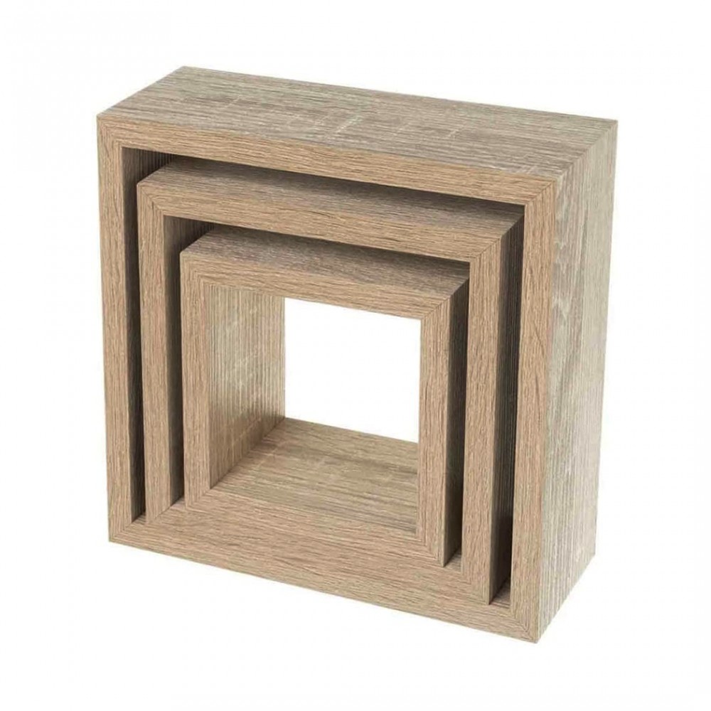 Set da 3 Mensole a cubo in legno NATURALE...
