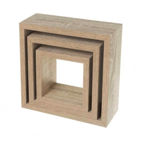Set da 3 Mensole a cubo in legno NATURALE 547076 con accessori per il montaggio