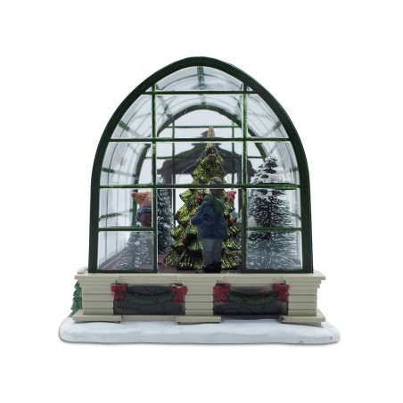 Villaggio natalizio scenario in serra 361010 illuminazioni e musica 23x14x14 cm