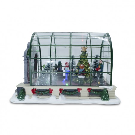 Villaggio natalizio scenario in serra 361010 illuminazioni e musica 23x14x14 cm