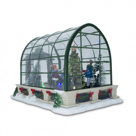 Villaggio natalizio scenario in serra 361010 illuminazioni e musica 23x14x14 cm