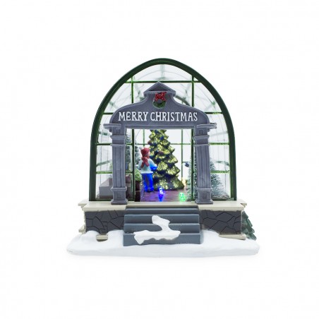 Villaggio natalizio scenario in serra 361010 illuminazioni e musica 23x14x14 cm