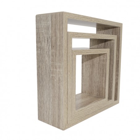 Set da 3 Mensole a cubo in legno NATURALE 547076 con accessori per il montaggio