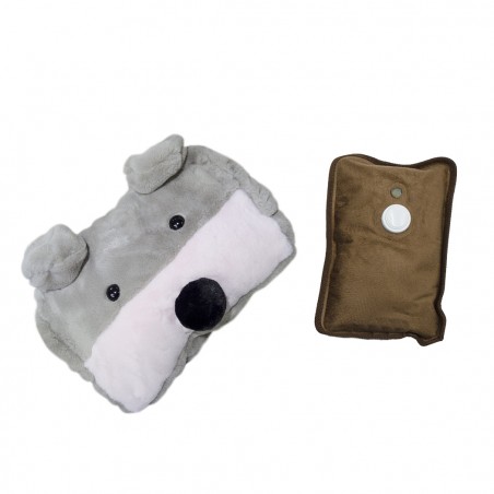Borsa acqua calda con tasche scaldamani 25811806 in morbido peluche cagnolino