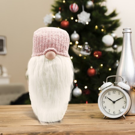 Gnomo con cappello 308038 ROSA da 87 cm con mini lucciole e barba in vinile