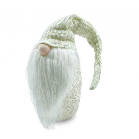 Gnomo con cappello 308039 PANNA da 87 cm con mini lucciole e barba in vinile