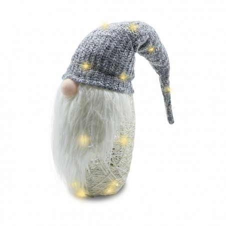 Gnomo con cappello 308037 GRIGIO da 87 cm con mini lucciole e barba in vinile