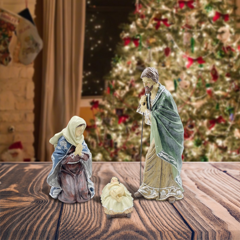 Giuseppe Gesù Bambino Pecora e Asino  4 Parte in Resina da Tavolo Stabile Scene  QUALITY Presepe Natalizio di Alta qualità   Maria 
