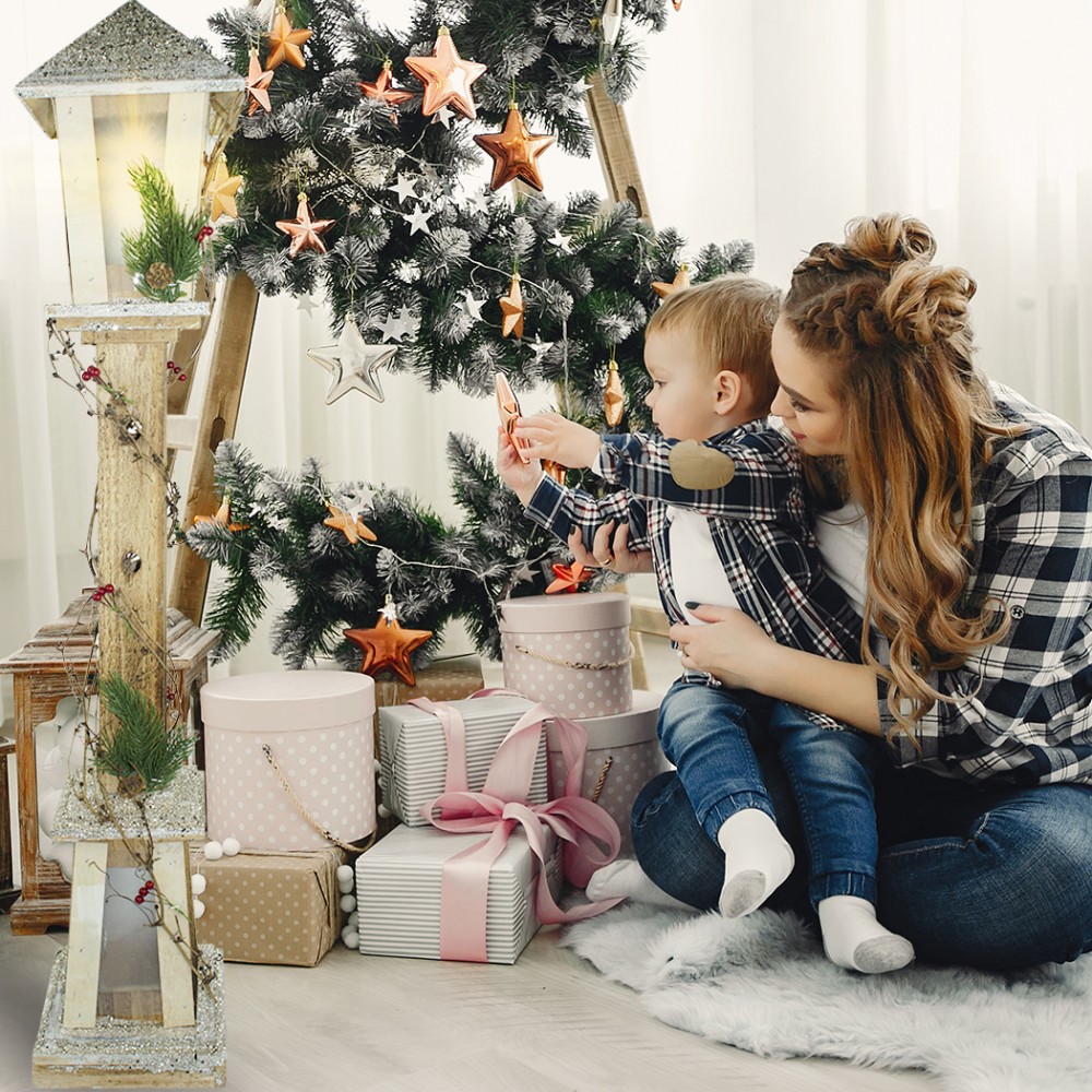 Lampione di Natale 293019 in legno glitter oro...