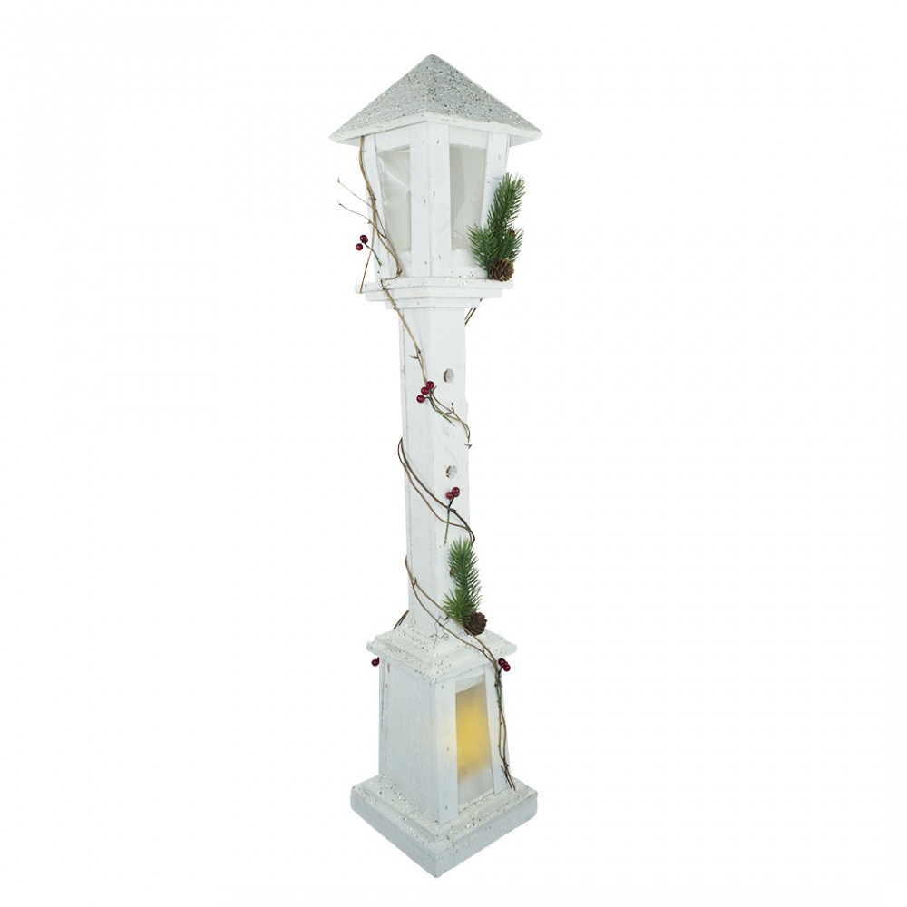 Lampione di Natale 293020 legno bianco glitter...