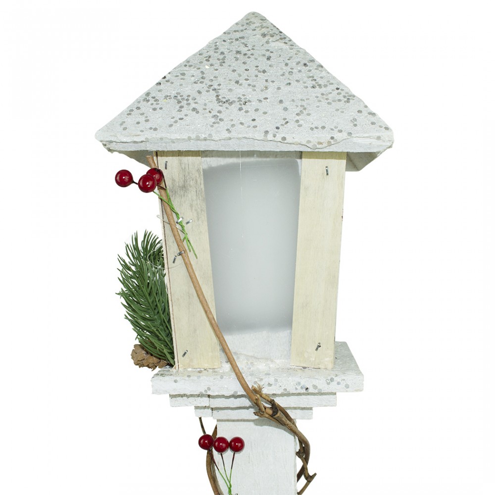 Lampione di Natale 293022 legno bianco glitter...