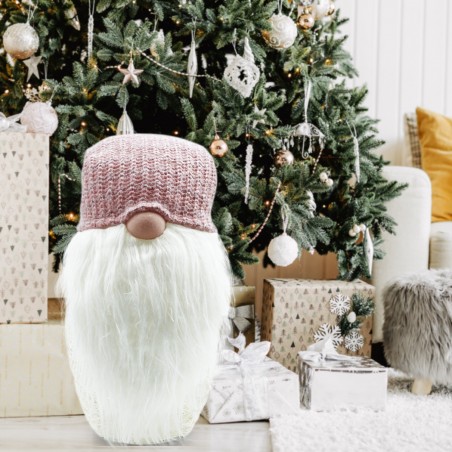 Gnomo con cappello 308033 ROSA da 104 cm con mini lucciole e barba in vinile