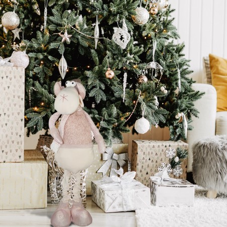 Renna ROSA di Natale 383027 altezza regolabile da 54 cm a 105 cm in poliestere