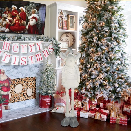 Renna BIANCA di Natale 383031 altezza regolabile da 54 cm a 105 cm in poliestere