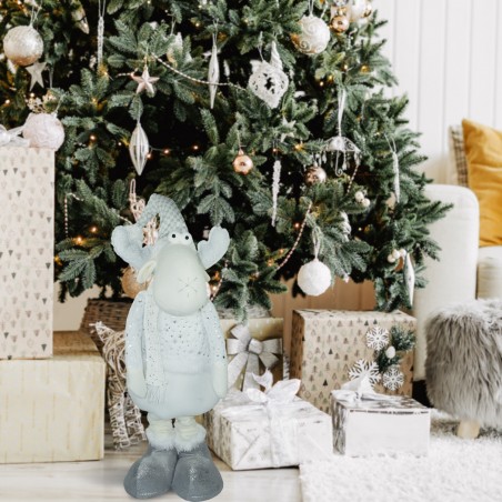 Renna BIANCA di Natale 383031 altezza regolabile da 54 cm a 105 cm in poliestere