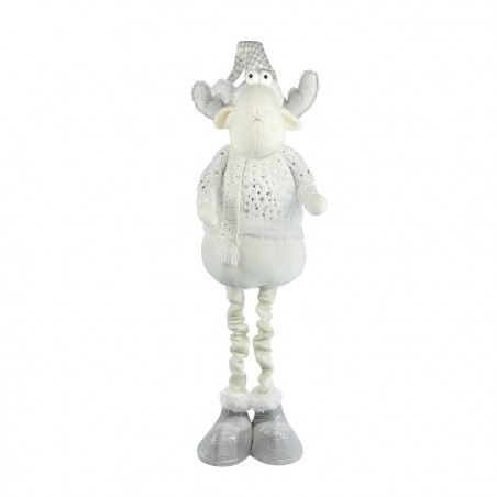 Renna BIANCA di Natale 383031 altezza regolabile da 54 cm a 105 cm in poliestere