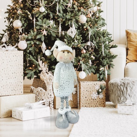 Elfo BIANCO di Natale 383032 altezza regolabile da 54 cm a 105 cm in poliestere