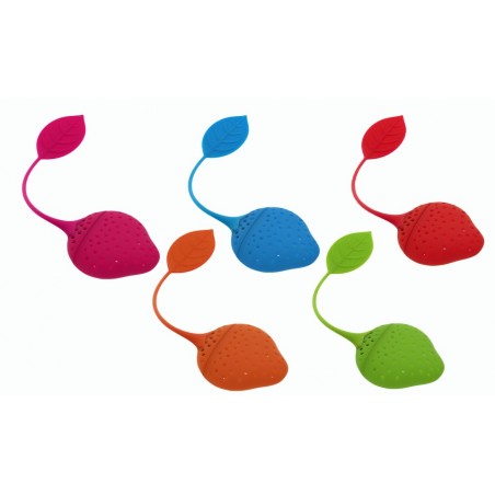 Infusore te' e camomilla a forma di fragola vari colori in silicone