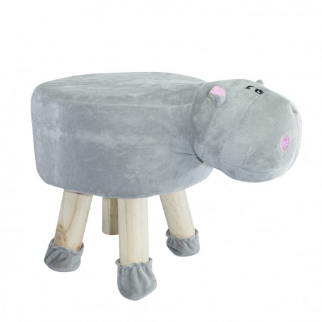 Pouf in morbido tessuto 372026 forma Ippopotamo in legno e stoffa 40x27xH40 cm
