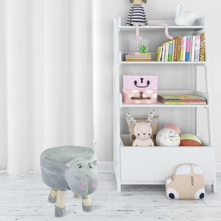 Pouf in morbido tessuto 372026 forma Ippopotamo in legno e stoffa 40x27xH40 cm