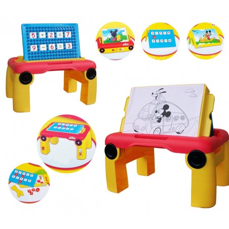 Tavolino multifunzione colora e impara la matematica con Mickey Mouse gambe pieghevoli e doppio piano regolabile