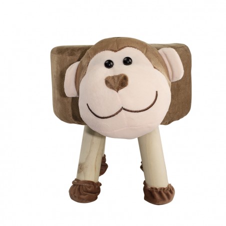 Pouf in morbido tessuto 372025 forma di Scimmietta legno e stoffa 40x27xH30 cm